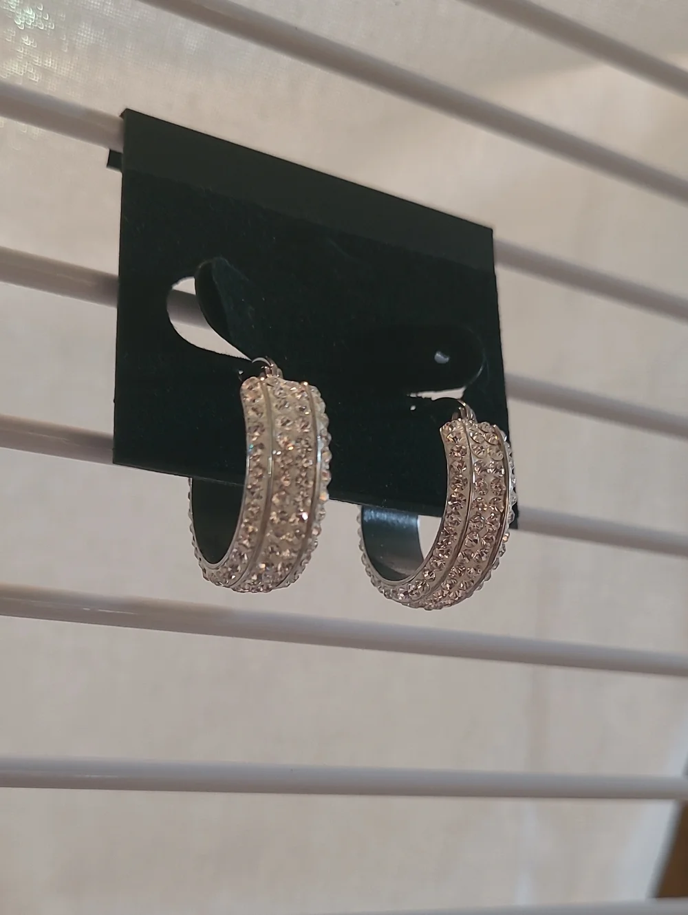 Silver Crystal Hoop Earrings - Sparkling Pavé Accent